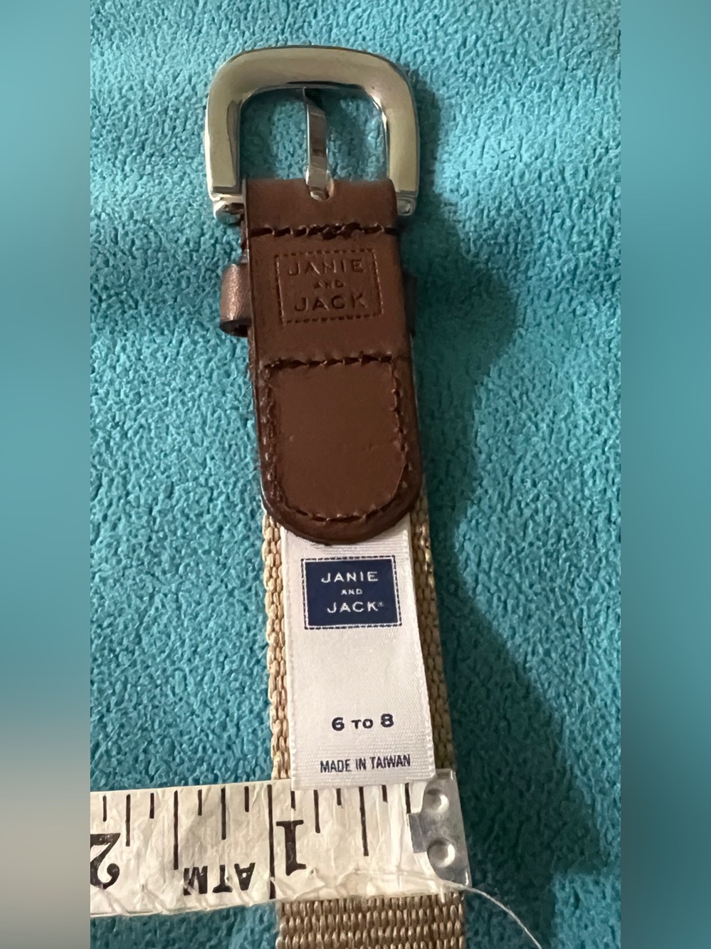 Authentic JANIE & JACK Navy & Cream Canvas boy’s Belt with adorable Dog design - Picture 2 of 6